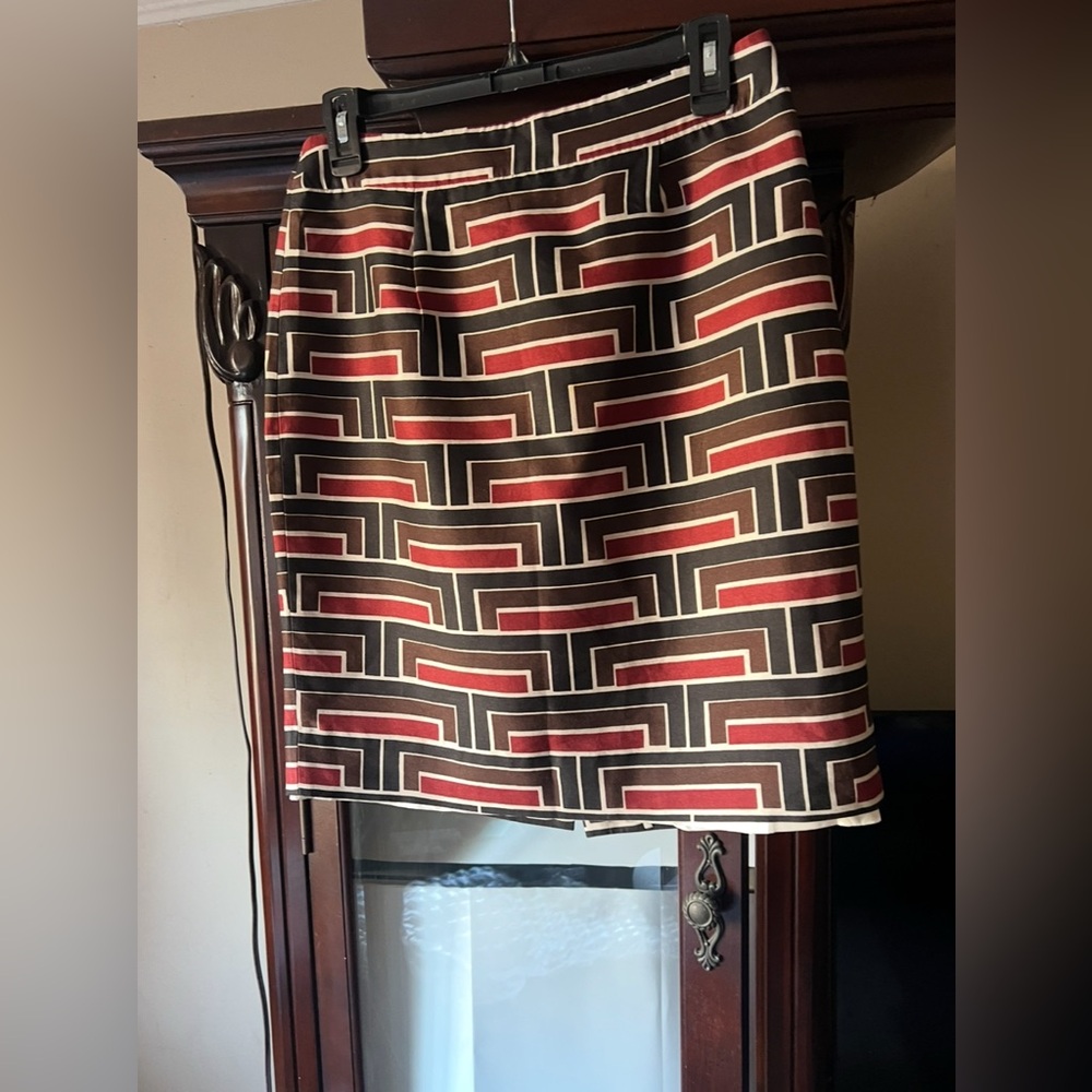 Kate Spade Black and Brown Geometric Pencil Skirt